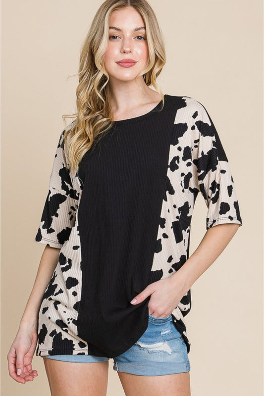 BOMBOM Rodeo Love Ribbed Animal Contrast Tee - Up to 1 Year Easy Returns